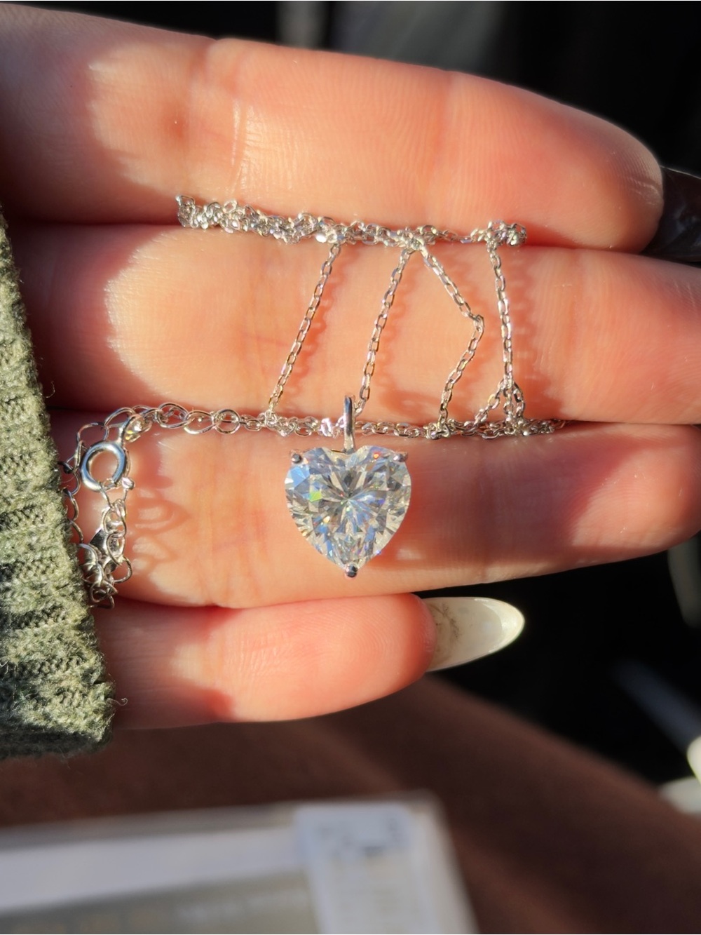 5ct heart cut real large Moissanite stone vvs1 necklace 16-18”